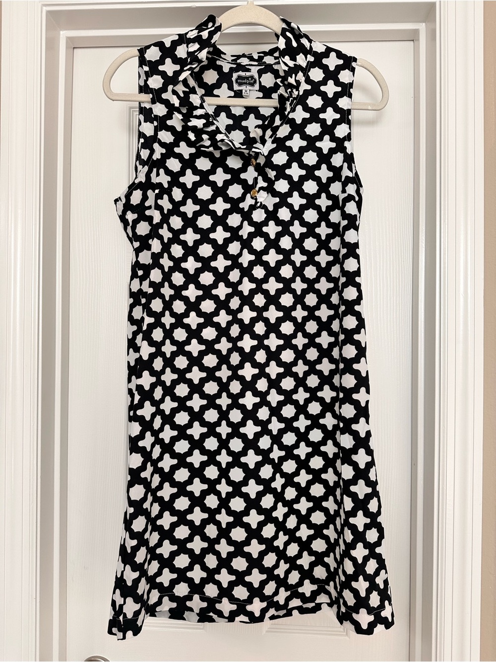 Mud Pie Black & White Geometric Print Dress